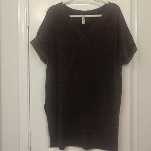 wine mineral wash tunic top